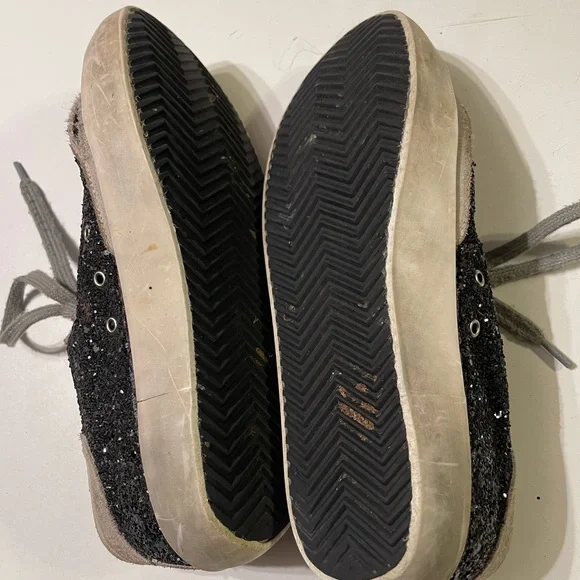 Golden Goose Superstar Women’s 38 (8) Black Glitter Have A Golden Day Sneakers - Picture 10 of 14
